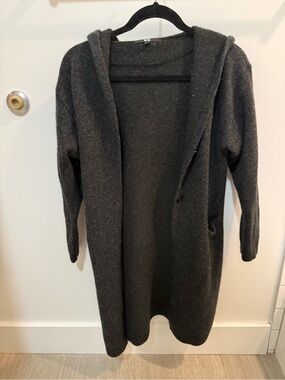 Uniqlo knitted long cardiga with hood, EUC